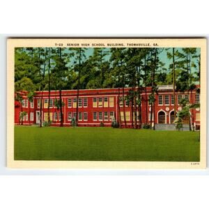 Senior High School Building Thomasville Georgia Postcard Linen Vintage Unused